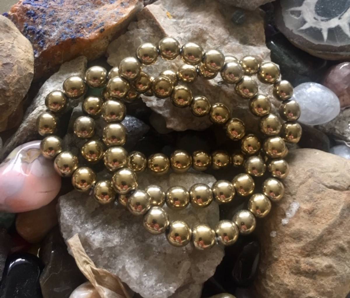 Armbånd Gullforgylt Hematitt 8mm