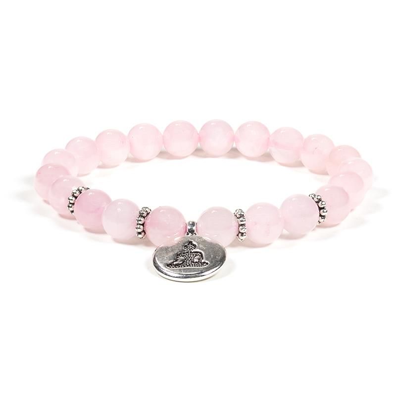 Armbånd Rosenkvarts med Buddha