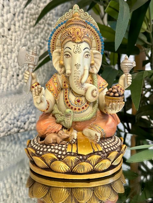 Hovedbilde Ganesh Seated 17cm Flerfarget