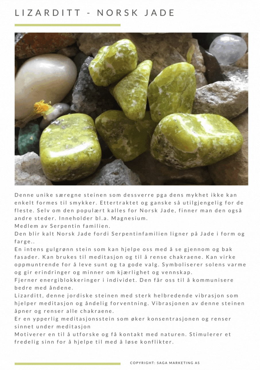 Mørk Lizarditt Norsk Jade Jumbo Polert 136gram - Kun 1 eksemplar