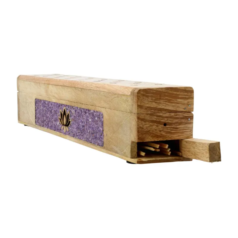 Røkelseholder Ametyst Lotus Mango Wood