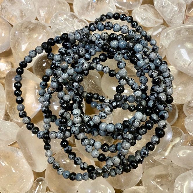Hovedbilde Armbånd, Obsidian Snøfnugg ...