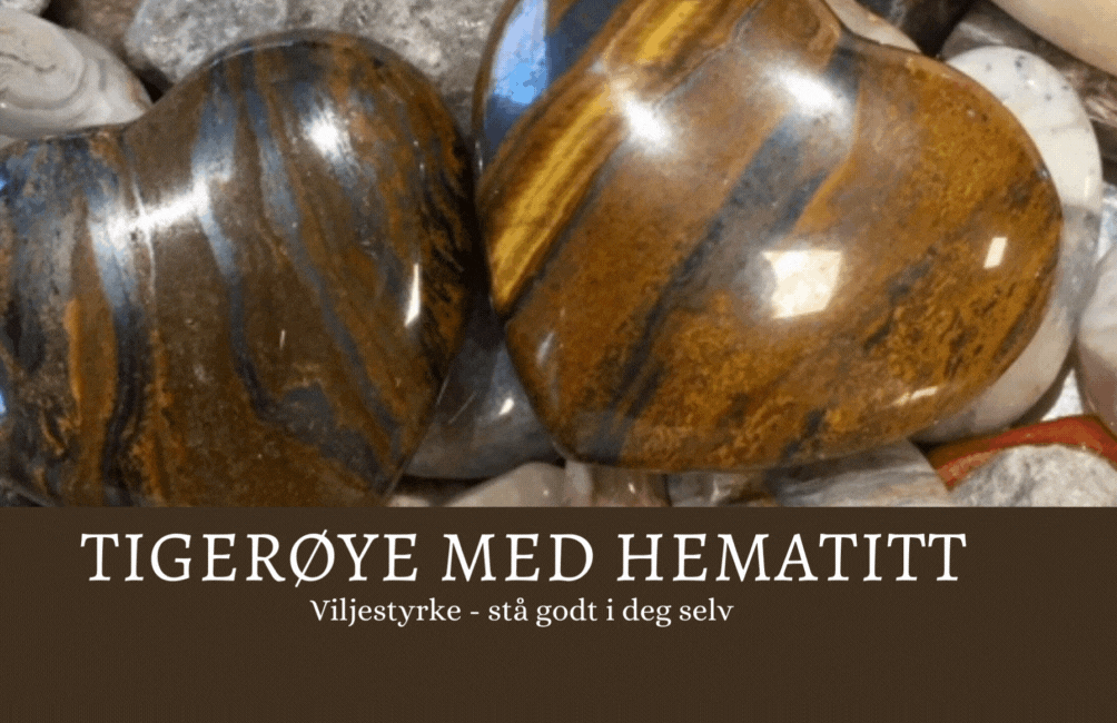 Tigerøye Med Hematitt Hjertesten 4,5cm