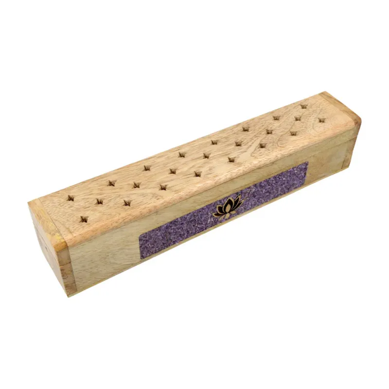 Røkelseholder Ametyst Lotus Mango Wood