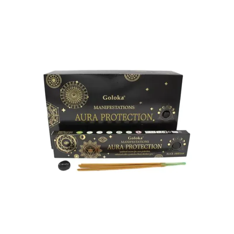 Goloka Aura Protection Røkelse m/Obsidian Sort