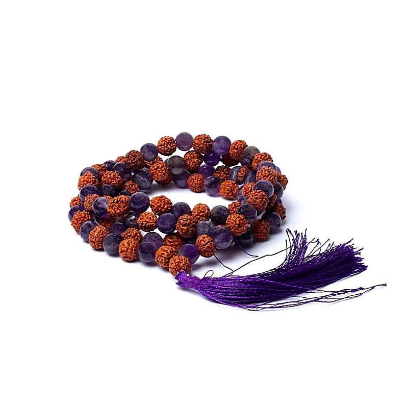 Mala Rudraksha & Ametyst 8mm